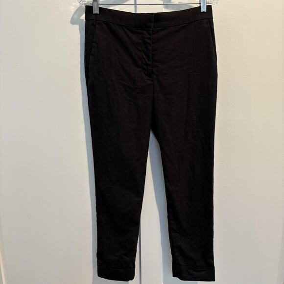 Ann Taylor Pants Womens 4 Black Linen Blend Cropped Ankle Trouser Work Office - Picture 3 of 11